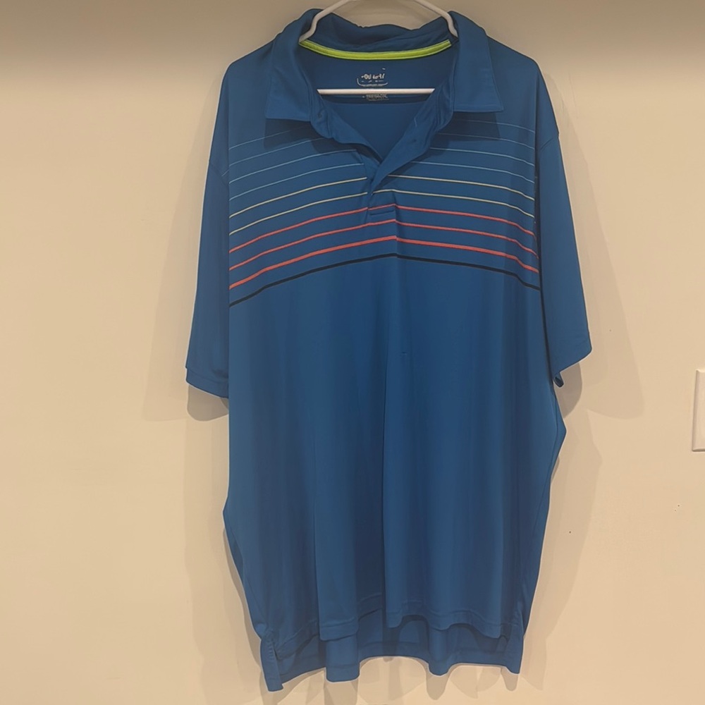 The Foundry Supply Co Blue and Red Polo Shirt Casual Design